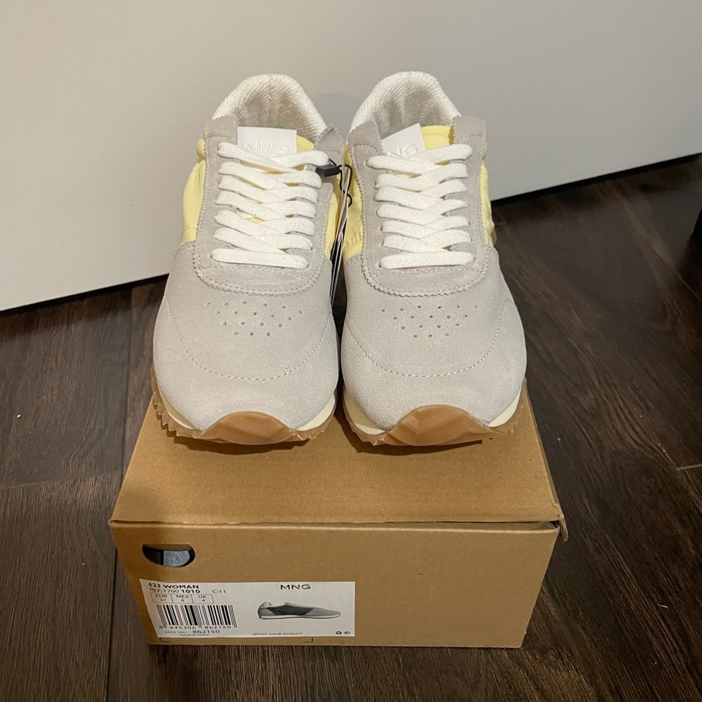 MANGO Leather Mixed Sneakers